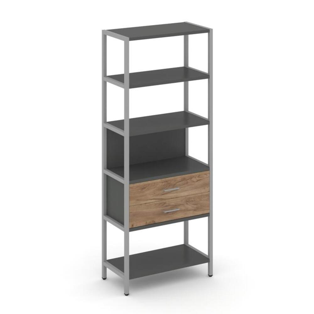 Односекционный стеллаж пятиярусный с ящиками