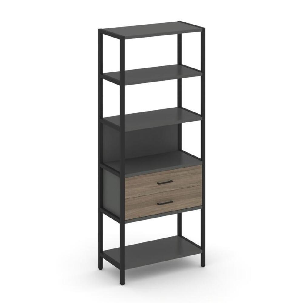 Односекционный стеллаж пятиярусный с ящиками