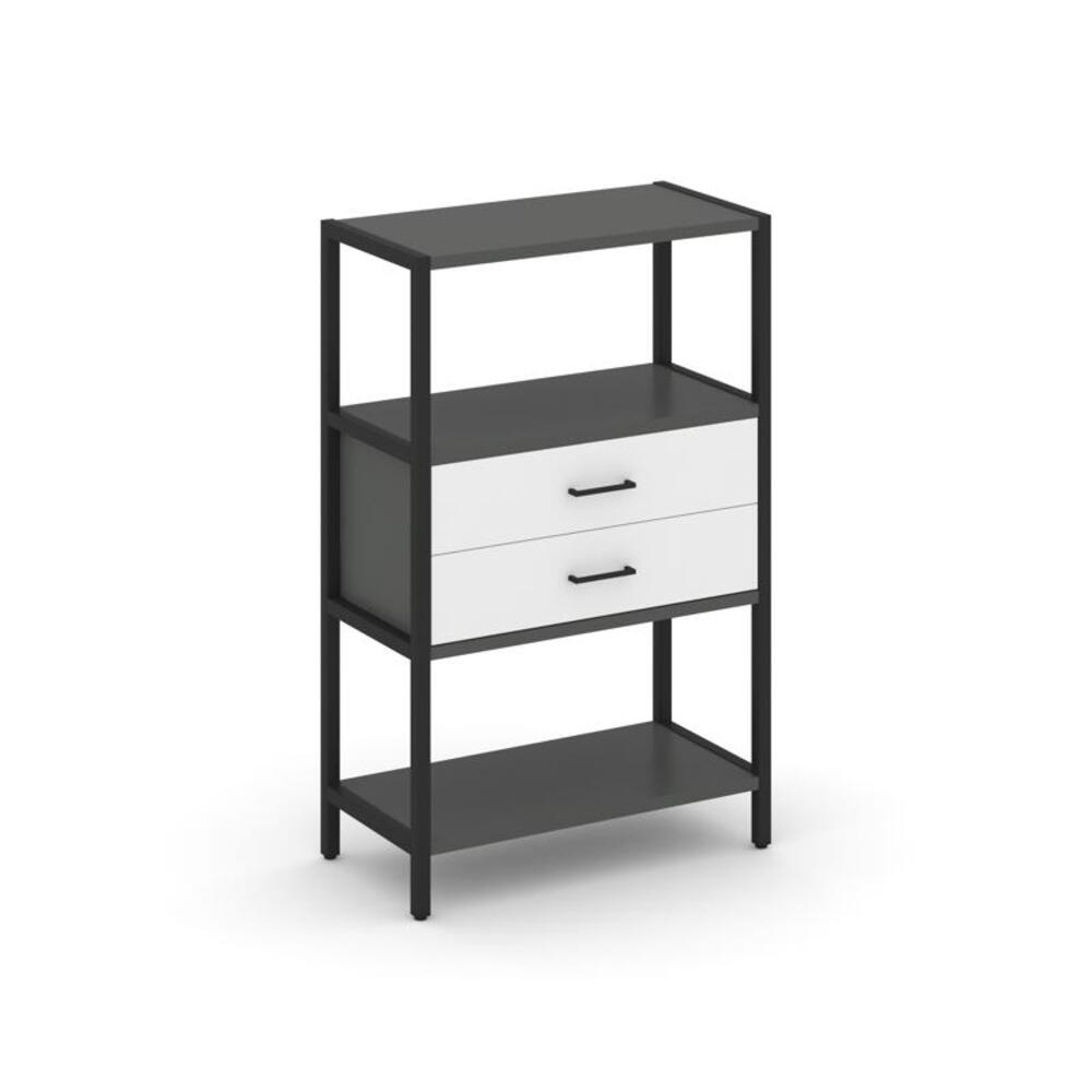 Односекционный стеллаж трехярусный с ящиками