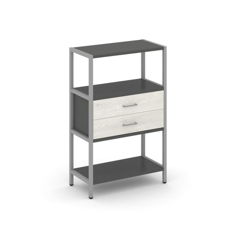 Односекционный стеллаж трехярусный с ящиками