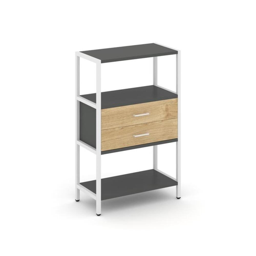 Односекционный стеллаж трехярусный с ящиками