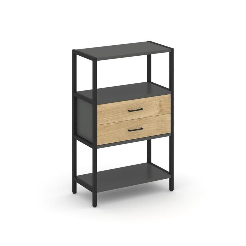 Односекционный стеллаж трехярусный с ящиками