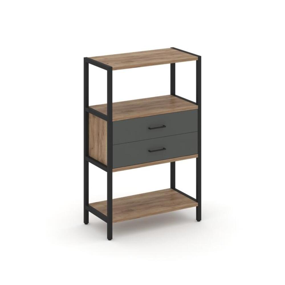 Односекционный стеллаж трехярусный с ящиками