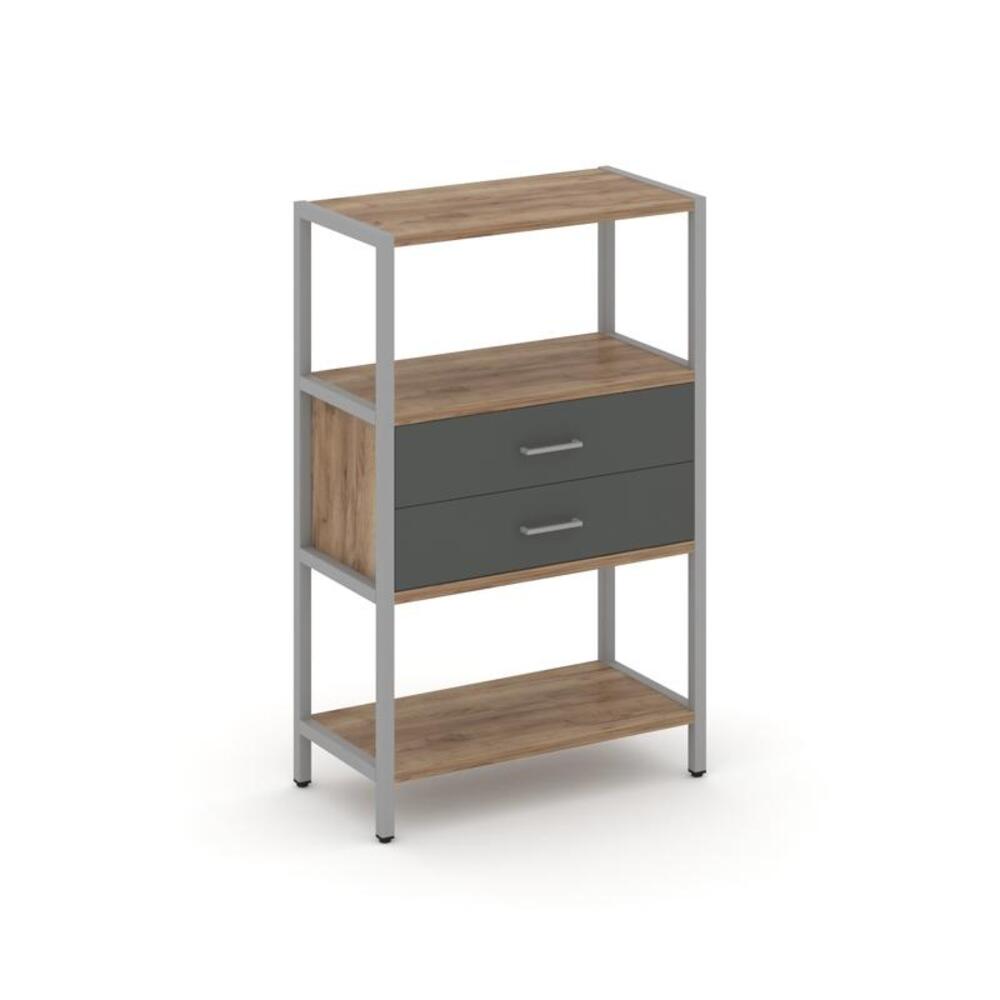 Односекционный стеллаж трехярусный с ящиками