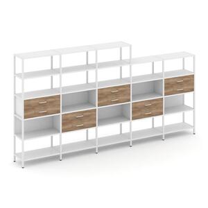 Пятисекционный стеллаж пятиярусный с ящиками