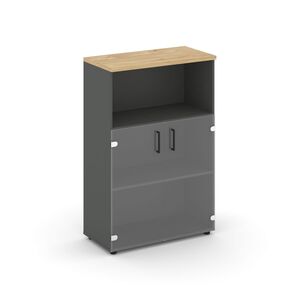 Шкаф средний широкий (2 низких фасада стекло прозрачное)