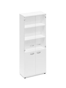 Шкаф со стеклянными дверьми в алюминиевой рамке (задняя стенка ДСП)