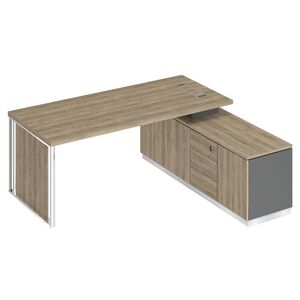 Стол руководителя на опорной тумбе с декоративной вставкой