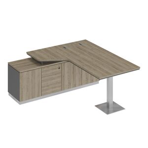 Стол руководителя эргономичный на опорной тумбе левый