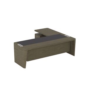 Стол для руководителя левый с кожаным бюваром, приставкой на малой тумбе и фронтальной панелью