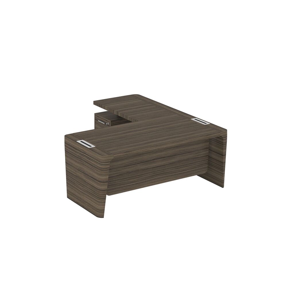 Стол для руководителя левый с приставкой на малой тумбе и фронтальной панелью