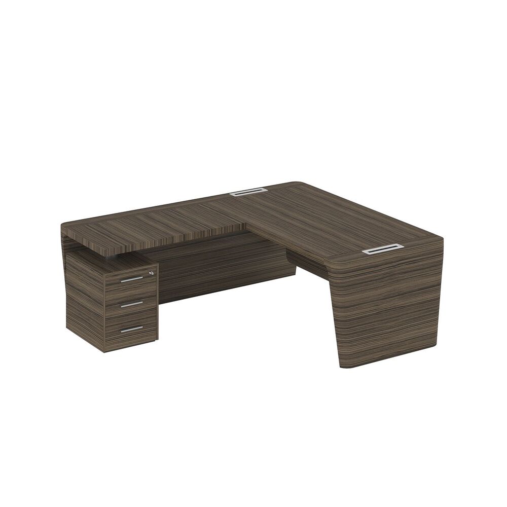 Стол для руководителя левый с приставкой на малой тумбе и фронтальной панелью