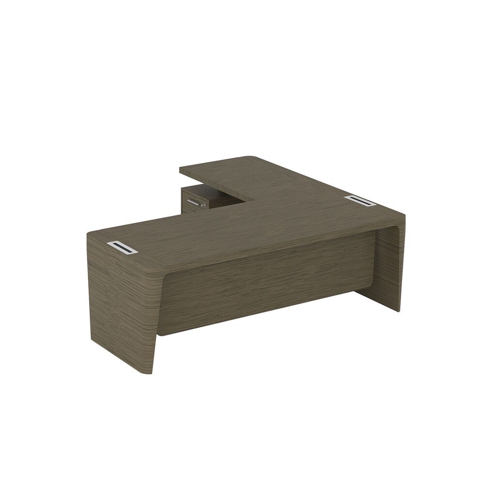 Стол для руководителя левый с приставкой на малой тумбе и фронтальной панелью