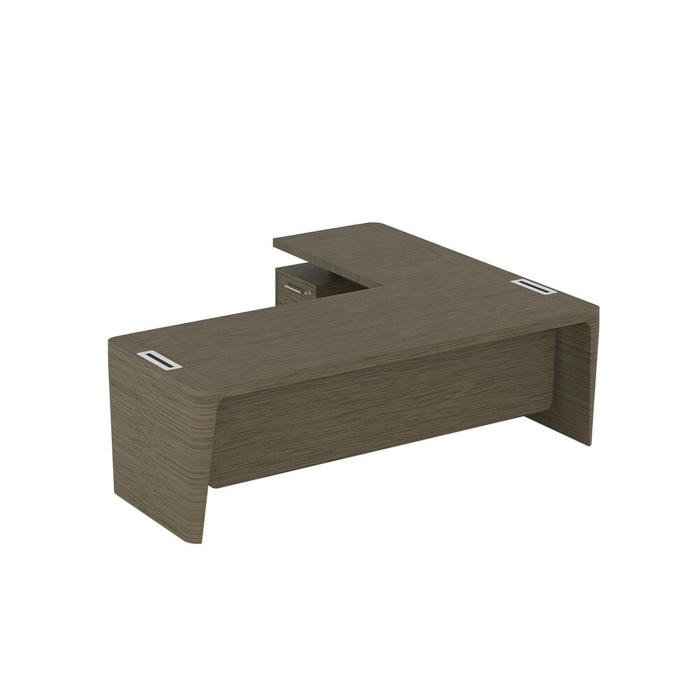 Стол для руководителя левый с приставкой на малой тумбе и фронтальной панелью