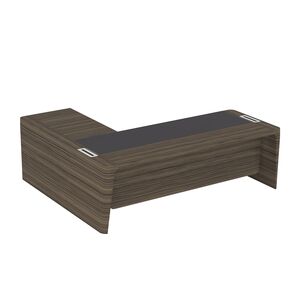 Стол для руководителя правый с кожаным бюваром, приставкой на большой тумбе и фронтальной панелью