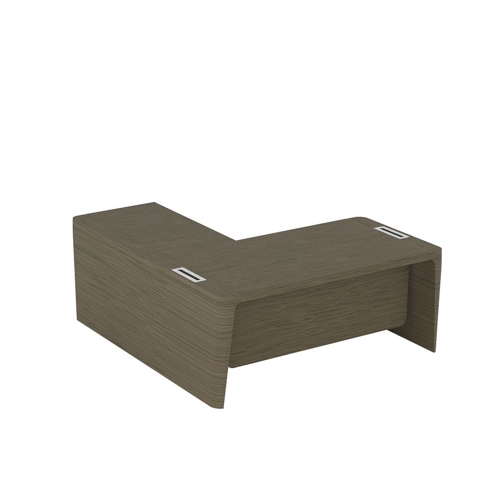 Стол для руководителя правый с приставкой на большой тумбе и фронтальной панелью