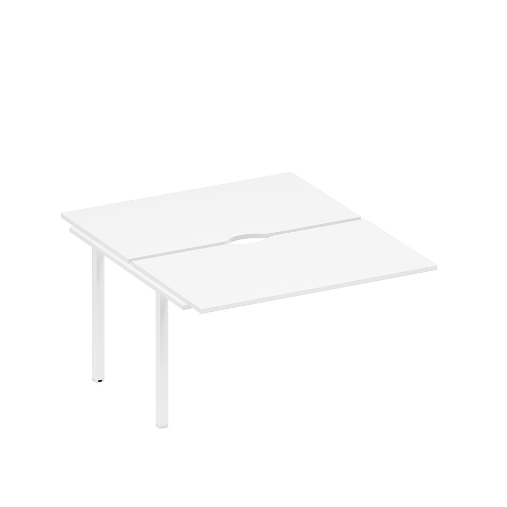 Секция стола рабочей станции на металлокаркасе, столешницы с вырезом