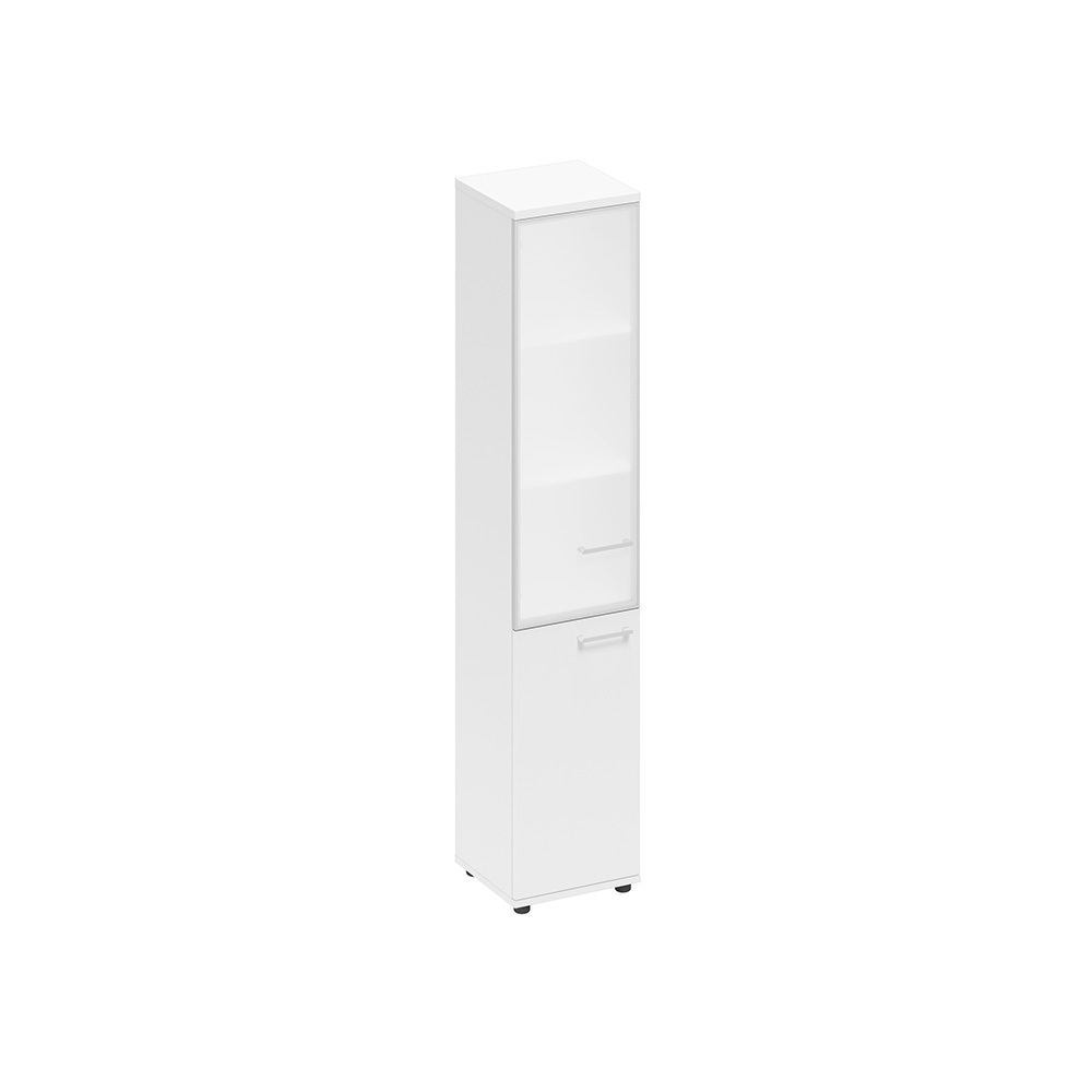 Шкаф для документов узкий левый со стеклянной дверью в алюминиевой рамке